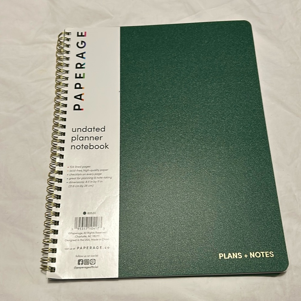 undated planner notebook